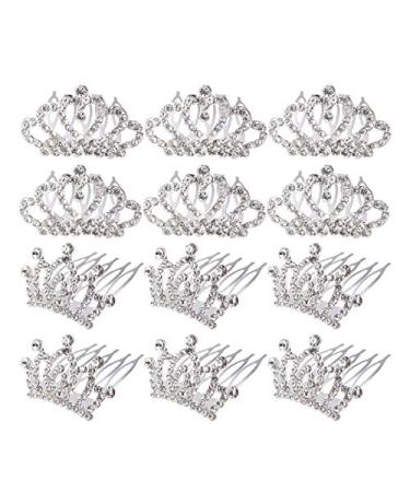 Lurrose 12pcs Mini Tiara Crown Hair Comb Wedding Party Bride Bridesmaid Headpiece Hair Accessories
