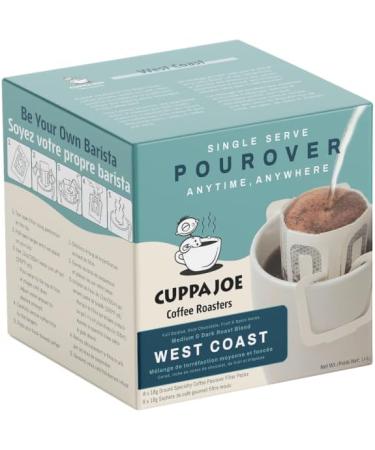 CuppaJoe Coffee Roasters Single Serve Pour Over West Coast Blend Medium & Dark Roasts Ground Coffee Filter Packs 8 x 18g - Buy Online on GoSupps.com
