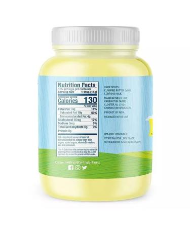 Farms Organic Ghee Butter 54oz - Lactose-Free Gluten-Free Keto-Friendly Cooking Oil for International Shipping - Buy Online on GoSupps.com
