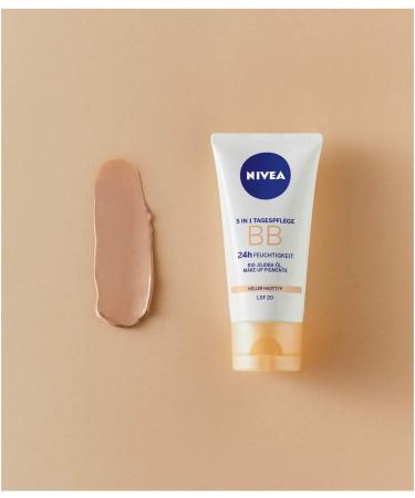 NIVEA BB 5 in 1 Day Cream 24h Moisture (50 ml) BB Cream for Light Skin Types with SPF 20 Tinted Day Cream with Organic Jojoba Oil & Makeup Pigments Light skin type - new formula - Buy Online on GoSupps.com