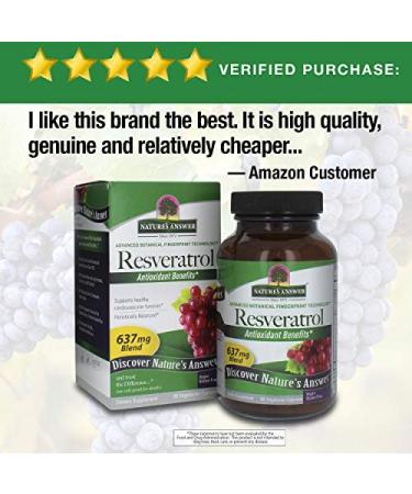 Natureâ€™s Answer Resveratrol 637 mg - 60 Vegetarian Capsules for Antioxidant Support - Buy Online on GoSupps.com