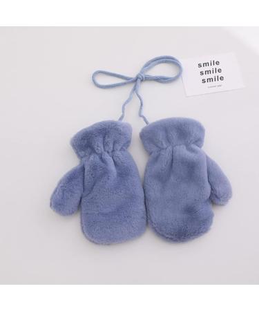 Kids Fleece Padded Winter Mittens with Anti-Lost String - Pure Blue | Ages 3-8 - Buy Online on GoSupps.com