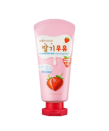 WELCOS KWAILNARA Milk Facial Cleansing Foam (120 ml / 4.06 Fl. oz) (Strawberry)
