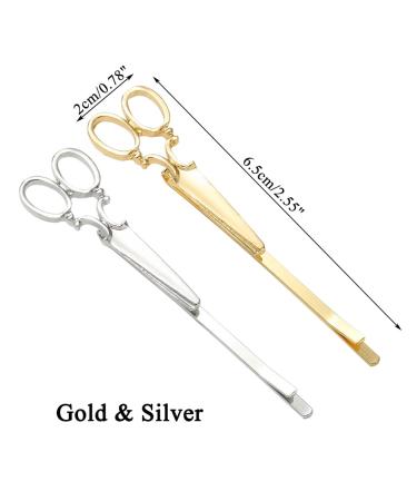 AKOAK Scissors Shape Girls & Ladies Hairpins Set - Gold & Silver Metal Accessories - Buy Online on GoSupps.com
