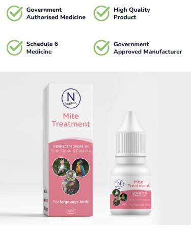 Naqua Ivermectin 1% 5ml - Mite Treatment for Large Birds. Parrots Macaws Cockatoos. Any Bird over 500g. Also kills lice fleas & ticks. Vet Strength Bird Medicine - Buy Online on GoSupps.com