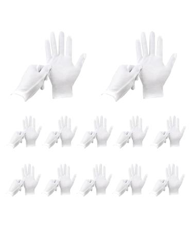 Cotton Gloves 12 Pairs White Cotton Gloves White Soft Cotton Gloves Checking Gloves for Overnight Moisturising Dry Hand Eczema Women and Men Bedtime Sleep Gloves