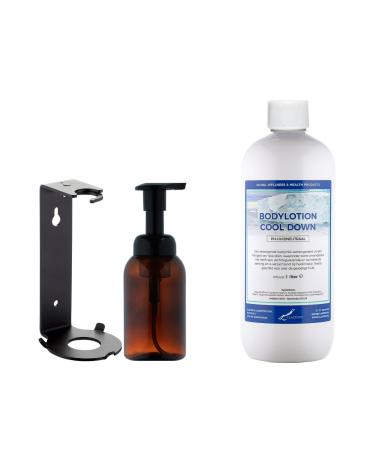 Claudius Soap dispenser 300 ml amber brown refillable + 1 liter Body Lotion Cool Down refill including bracket