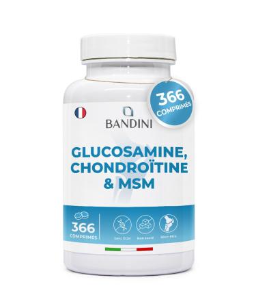 Bandini Glucosamine Chondro tine MSM + Vitamine C | 366 comprim s - 6 mois | R duit inflammations des articulations renforce le cartilage | 600mg de glucosamine 100mg de chondroitine & MSM par dose