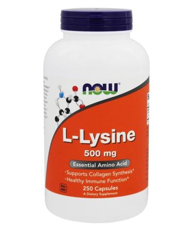 NOW Foods L-lysine 500 mg, 250 Capsules (Pack of 2) 250 Count (Pack of 2)