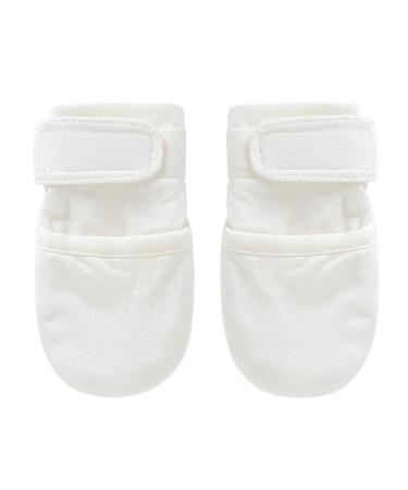 Unisex Baby Cotton Mittens Newborn Boys Girls Winter Infants Toddlers Anti-Scratch Gloves Mittens Warm Thermal Gloves Adjustable Hand Warmer Newborn Essentials 0-6 Months 1 Pair White