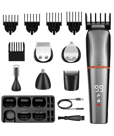Hair Clippers for Men Electric Trimmer for Men Hair Clipper Barber Mustache Nose Hair Groomer Cordless LED Display Precision Trimmer Grooming Kit