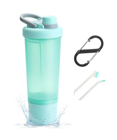 SXQLYH protein shaker with stirring ball stainless steel shake cup 600ml Shaker bottle with storage for protein powder BPA-free nutrition protein shaker for gym fitness powder nutritional supplements-green