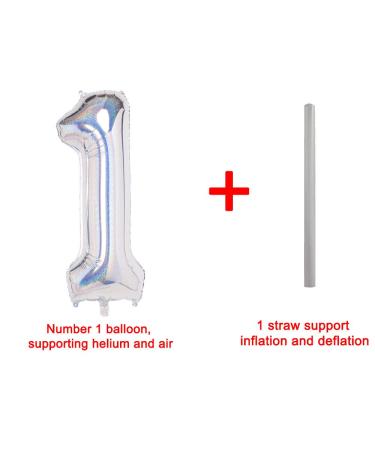 Laser Silver Number 1 Foil Balloon - 40 Inch Birthday Party Decoration Supplies - Buy Online on GoSupps.com