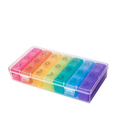 Weekly Pill Organizer 7 Day (3 Times a Day) Moisture-Resistant Large Daily Pill Cases for Pills/Vitamin/Fish Oil/Supplements - Rainbow Colors