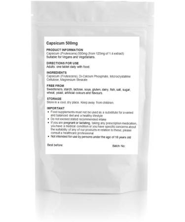 Capsicum Tablets 500mg | Natural High Strength Extract | Vegan | Capsaicin (Pack of 60) - Buy Online on GoSupps.com