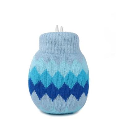 Royal Hong Beauty Mini Hot Water Bottle with Cover Knitted Warm Water Bag Pack Bottles for Pain Relief Hot Compress Peri Bottle Covers Only Heating Bag Cute Hand Warmer-Blue Rhombus-Silicone 320ML