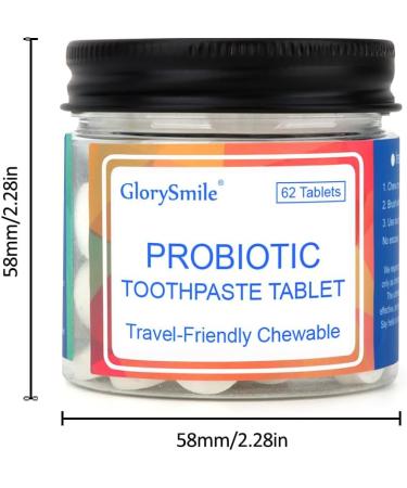 GlorySmile Toothpaste Tablets Nano Hydroxyapatite with Probiotics Fluoride & Plastic Free Eco & Travel Friendly Size Remineralizing Chewable Toothpaste Tabs - 62ct Mint - Buy Online on GoSupps.com