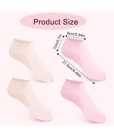 2 Pairs Silicone Moisturizing Pedicure Socks for Women - Pink Beige - Buy Online on GoSupps.com