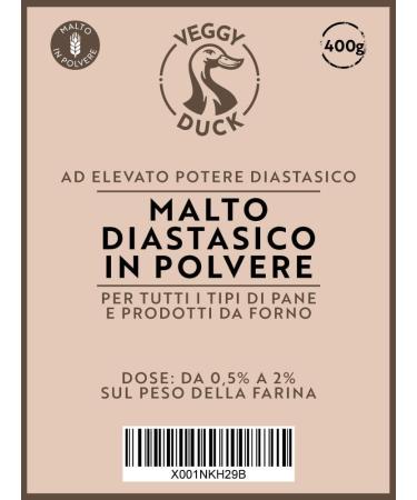 Veggy Duck - Diastatic Malt Powder (400g) | Barley Malt for Bread Making | High Diastatic Power | Made in Italy A. Diastatic Malt Powder (400g) - Buy Online on GoSupps.com
