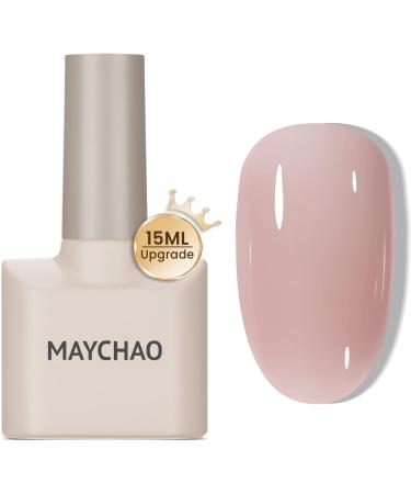 MAYCHAO 15ML Jelly Gel Nail Polish - Nude Gel Nail Polish Pale Taupe Translucent Soak Off UV Gel Polish Neutral Color Nail Gel Polish for Nail Art French Manicure at Home Jelly Pale Taupe