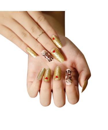 Christmas false fingernails for sticking out artificial nails self -adhesive artificial nails artificial fingernails natural false art full coffin nails tips for women girls 1