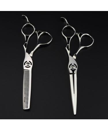 Hair Cutting Scissors 6 Inch Professional JP440c Steel Hollow Cut Hair Scissors Haircut Thinning Barber Makas Hair Cutting Shears Hairdresser Scissors Set