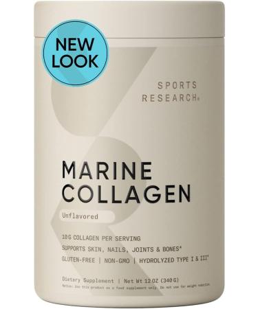 Sports Research Marine Collagen Peptides Unflavored 12 oz (340 g)