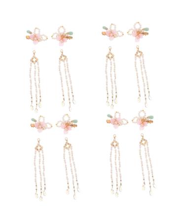 MAGICLULU 4 Pairs Comb Chinese Style Barrettes Hair Padding for Updos Kimono Hair Barrettes Temperament Hair Clip Chinese Hair Accessories Pearl Hair Accessories Classical Hairpin Metal