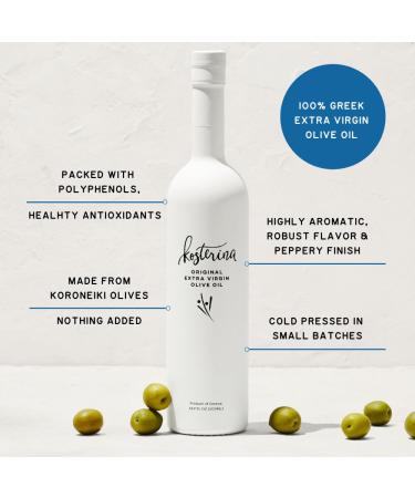 Kosterina Original Extra Virgin Olive Oil - Premium Cold-Pressed Greek EVOO (16.9 oz) | 100% Pure Koroneiki Olives | Superfood | Peppery & Smooth Flavor - Buy Online on GoSupps.com