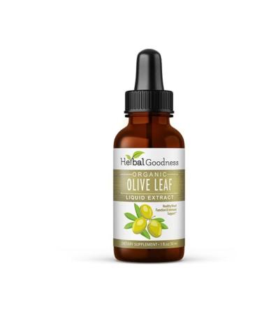 Herbal Goodness Olive Leaf Extract Liquid 1oz - for Immune Boost Cadiovascular Support Cognitive Wellbeing Improved Skin Health and Digestive Comfort with Antioxidants - 1 Bottle 1 Fl Oz (Pack of 1)