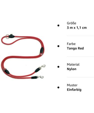 Buy Leite Green Adjustable Dog Leash 3m - Durable Nylon for Medium to Large Dogs 200kg Capacity 2 Carabiners - Red Tango | International Shipping Available - Buy Online on GoSupps.com