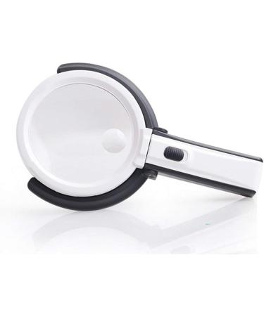 Folding Glass 2X 5X HD Lens Desktop Handheld Illumination Magnifier with 10 Led Lamp Rechargeable for Old Man Reading Repair Identification Tool Good Times - Buy Online on GoSupps.com