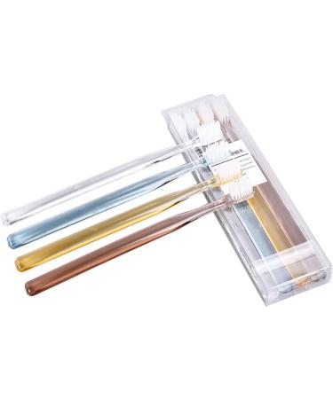 Artibetter Toothbrush Soft Bristle Clear Plastic Crystal Handle Small Head Toothbrush Travel Portable  8pcs