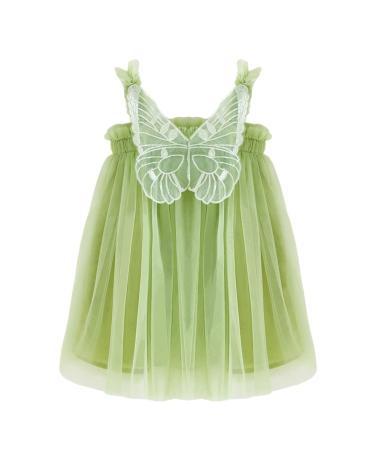 PythJooh Baby Girl Tulle Dress Toddler Girl Sleeveless Butterfly Wings Tutu Princess Dress Daisy Stars Sundresses for 0-4Years 2-3 Years Butterfly Wings Green