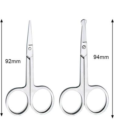 Nuosen 2 Pcs Stainless Steel Facial Hair Scissors Set for Men and Women - Nose, Beard, Moustache, Eyelash, and Eyebrow Trimmer - Buy Online on GoSupps.com