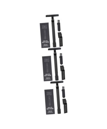 3 Sets Manual Shaver Body Hair Razor Double Razor Old Type Razor Manual Beard Shaver Old Style Shaver Manual Shaving Cutter Hair Shaver Face Beard Shaver Metal Razor Beard Razor