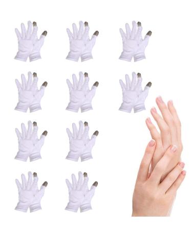 10 Pairs Moisturizing Gloves Touch Screen Function | Over Night Bedtime White Cotton | Cosmetic Inspection Premium Cloth Quality | Eczema Dry Sensitive Irritated Skin Spa Therapy| One Size Fits Most