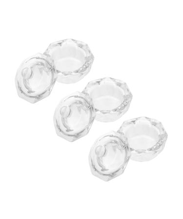 POPETPOP 3Pcs nail art crystal cup mini dappen dish dappen dish with lid powder glass dappen cup nail dipping dish glass jar with lids nail liquid cup washing dishes white manicure