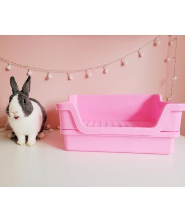 HoppScotch.bun Large Rabbit Litter Box with Plastic Grid & Dump Tray - Bunny Poop Tray for Bunny Feet - Pet Waste Station and Supplies - Training Corner Litter Pan for Rabbit Cage Accessories - Cream - Buy Online on GoSupps.com