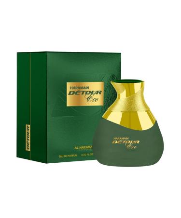 Al Haramain Detour Eco for Unisex - Arabian Perfume for Women and Men - Long Lasting Arabic Perfume - Woody Spicy Fragrance - Eau de Parfum - 3.33 oz