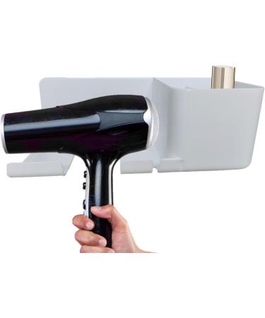 Hair Dryer Organizer | Adhesive Hair Dryer Hanger Blow Dryer Holder | Mark Hair Styling Care Tool Organizer with 3 Compartment and Plug Hook for Wall Second Generation Hair Dryer Rack White - Buy Online on GoSupps.com