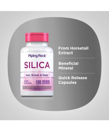 Piping Rock Silica Supplement 500mg | 100 Capsules - Horsetail Extract for Hair Bones & Nails | Gluten Free & Non-GMO - Buy Internationally - Buy Online on GoSupps.com