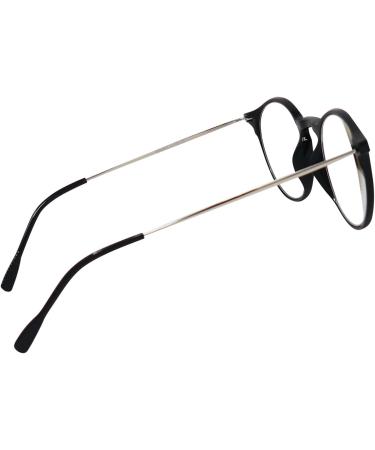 Buy Mini Round Rectangular Light Reading Glasses - 2.0 Dioptries Free Case Black Plastic Frame - Unisex Reading Aid - Buy Online on GoSupps.com