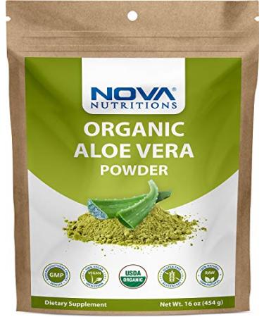 Nova Nutritions Certified Organic Aloe Vera Leaf Powder 16 OZ (454 gm) - Also Called Aloe Barbadensis