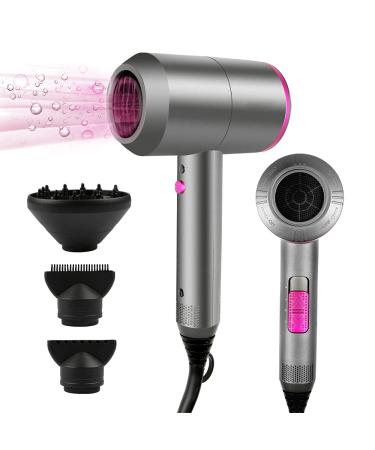 HappyGoo Professional Hair Dryer 2000W Powerful AC Motor Quick Drying Ionic Hairdryer with 2 Speed 3 Heat Setting Cool Shot Button with 1 Diffuser & 2 Concentrator for Multi Women Man Hairstyles Grey