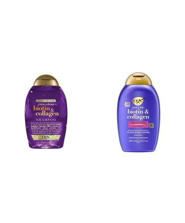 Pack of 2 - Thick & Full + Biotin & Collagen Shampoo with Vitamin B7 & Hydrolyzed Wheat Protein for Fine Hair Sulfate-Free Surfactants for Thicker + Conditioner 385ml