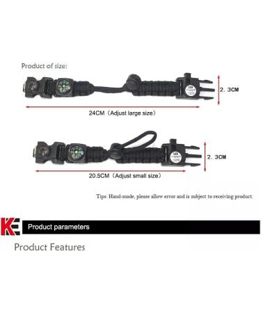 Survival Bracelet with Compass Thermometer Whistle Flashlight & Multi-Tool - Perfect for Adventure & Emergency Preparedness - Buy Online on GoSupps.com