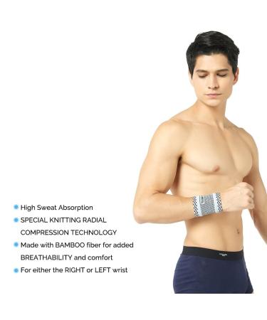 NeoTech Care Bamboo Fiber Wrist Band - Lightweight Elastic & Breathable - Unisex Sport & Gym Accessory - Gray - Size L - Buy Online on GoSupps.com