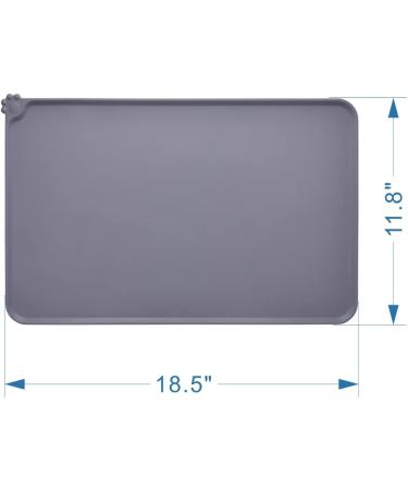 Silicone Non-Slip Dog Food Mat - Waterproof Pet Feeding Placemat for Small Animals - 18.5 x 11.8, Grey - Buy Online on GoSupps.com