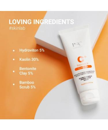 PFC Cosmetics Facial Radiance C+ Clay Mask 75ml Exfoliating Clay Treatment with Vitamin C+ Complex Bamboo Scrub and Kaolin for Personal Facial Skin Care and Cleansing. Facial Mask - Buy Online on GoSupps.com